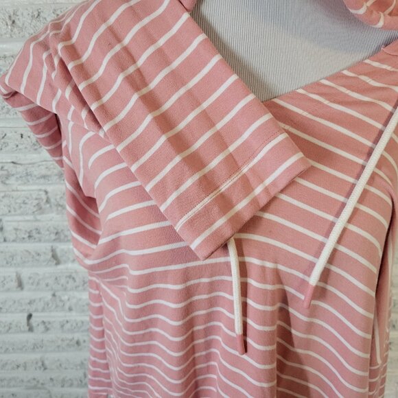 Time Tru Womens Top XXL 20 Hoodie Lightweight Pink Stripe Lightweight STR2E - Picture 5 of 9